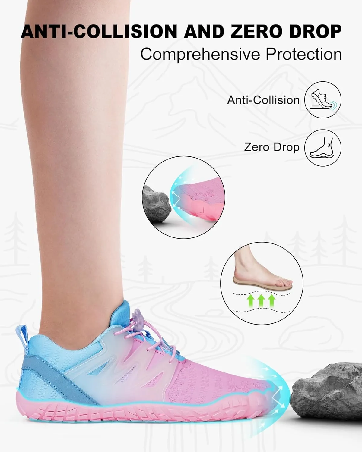 Barefoot Shoes Women Men, Hike Barefoot Womens Men Barefoot Hiking Beach Grounding Shoes Footwear for Travel, Pro Five Toe Shockproof and Anti Collision Wide Toe Box