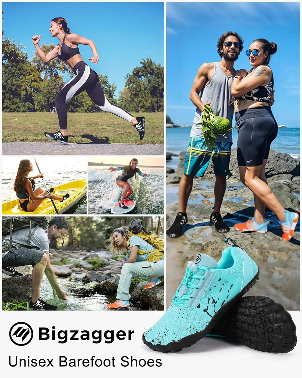 Barefoot Shoes Women Men, Hike Barefoot Womens Men Barefoot Hiking Beach Grounding Shoes Footwear for Travel, Pro Five Toe Shockproof and Anti Collision Wide Toe Box
