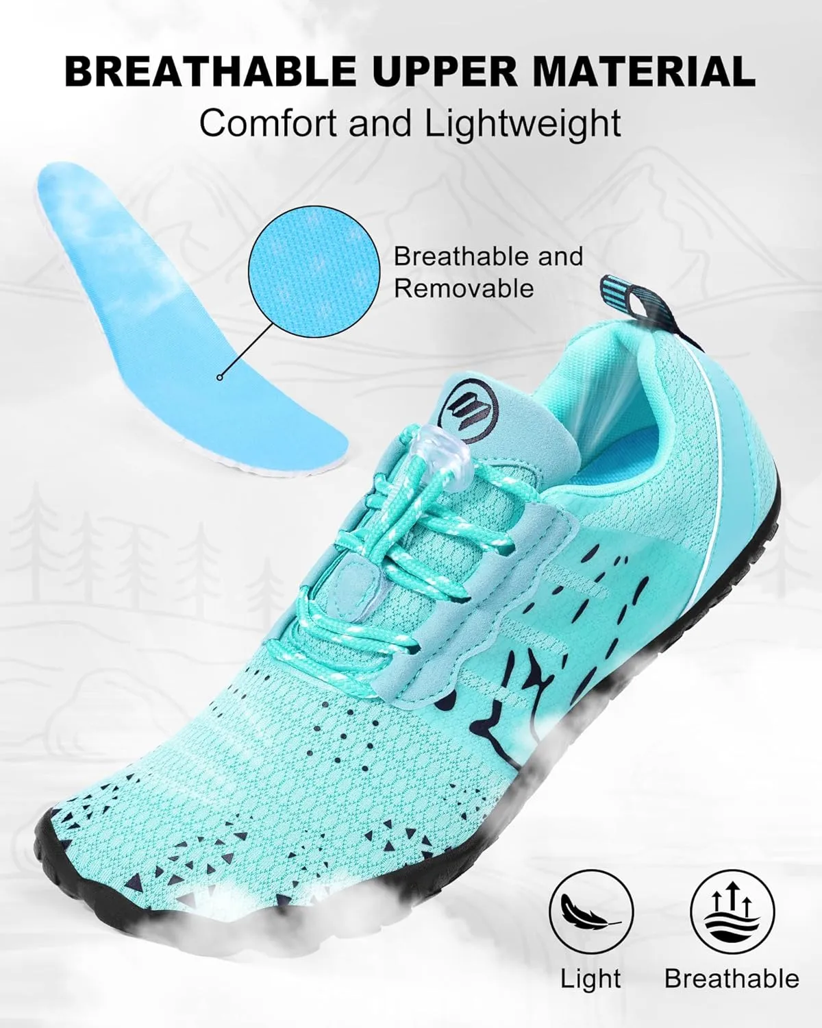 Barefoot Shoes Women Men, Hike Barefoot Womens Men Barefoot Hiking Beach Grounding Shoes Footwear for Travel, Pro Five Toe Shockproof and Anti Collision Wide Toe Box