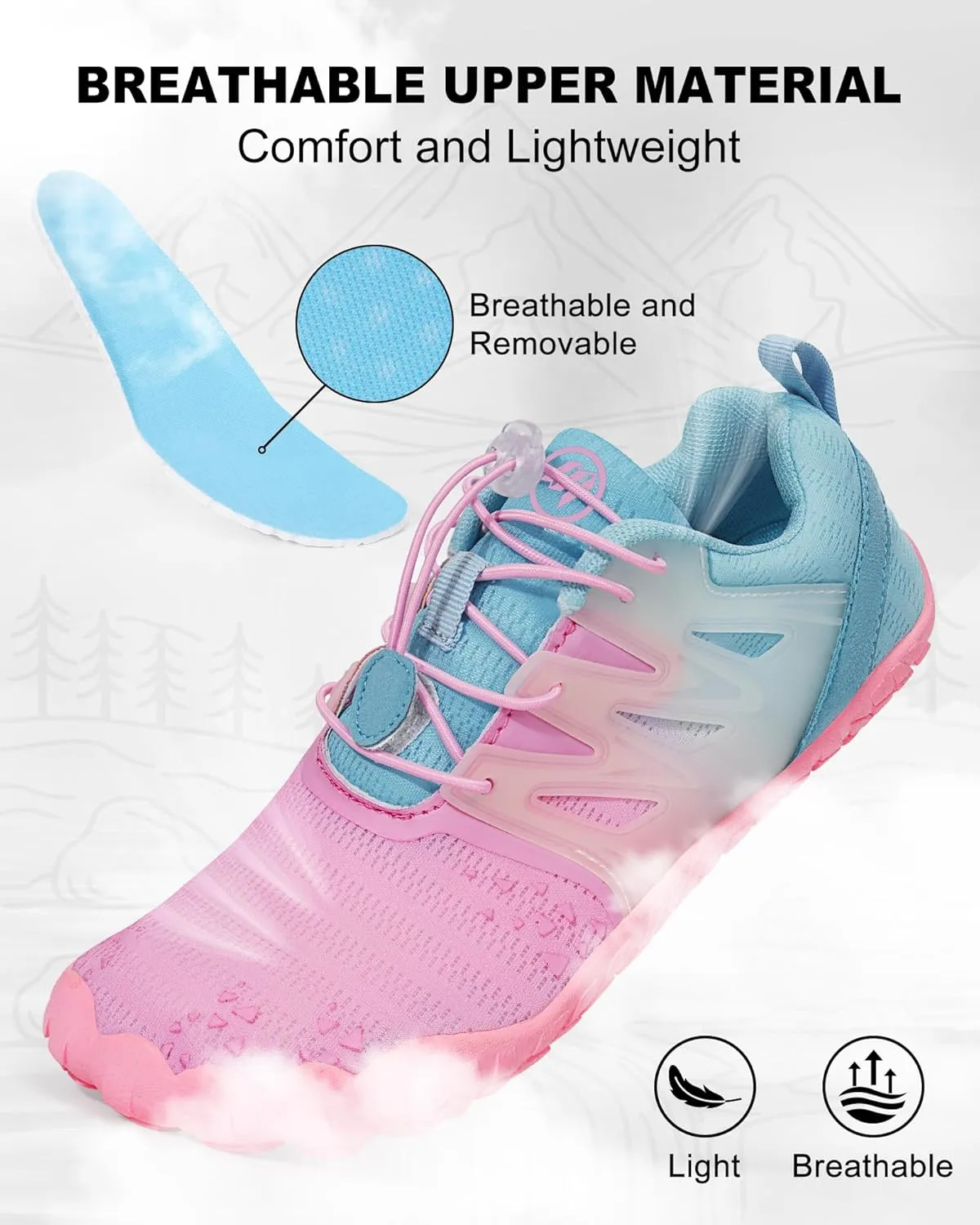 Barefoot Shoes Women Men, Hike Barefoot Womens Men Barefoot Hiking Beach Grounding Shoes Footwear for Travel, Pro Five Toe Shockproof and Anti Collision Wide Toe Box