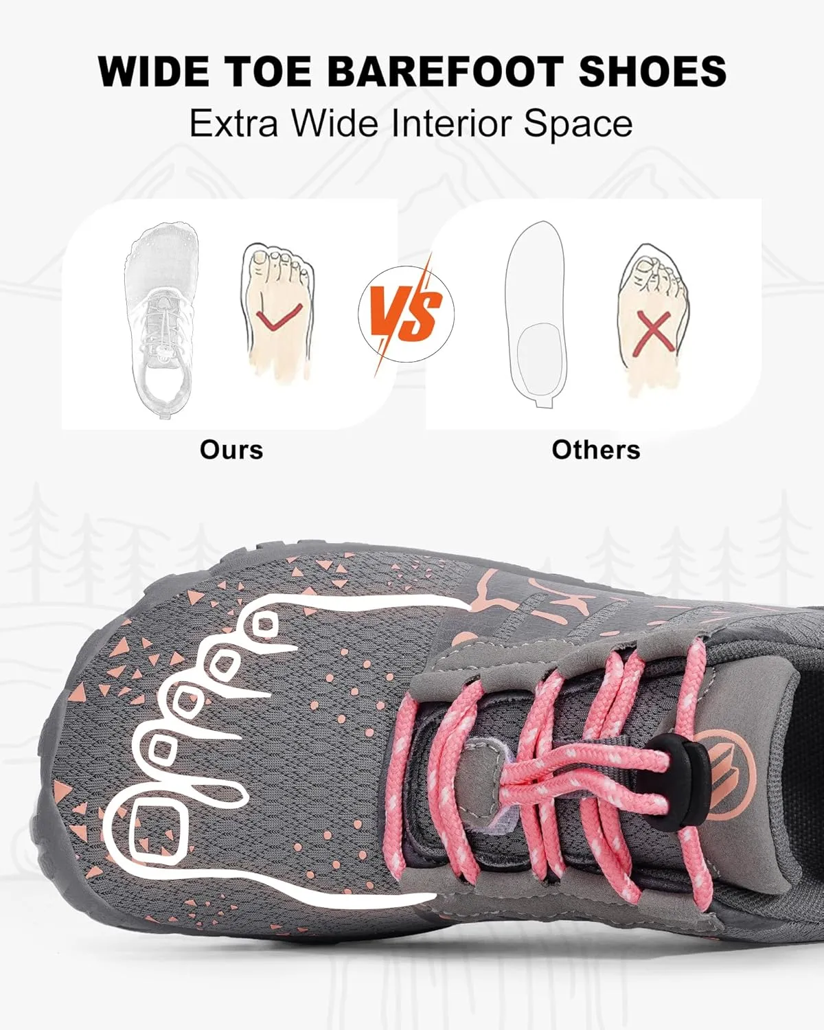 Barefoot Shoes Women Men, Hike Barefoot Womens Men Barefoot Hiking Beach Grounding Shoes Footwear for Travel, Pro Five Toe Shockproof and Anti Collision Wide Toe Box
