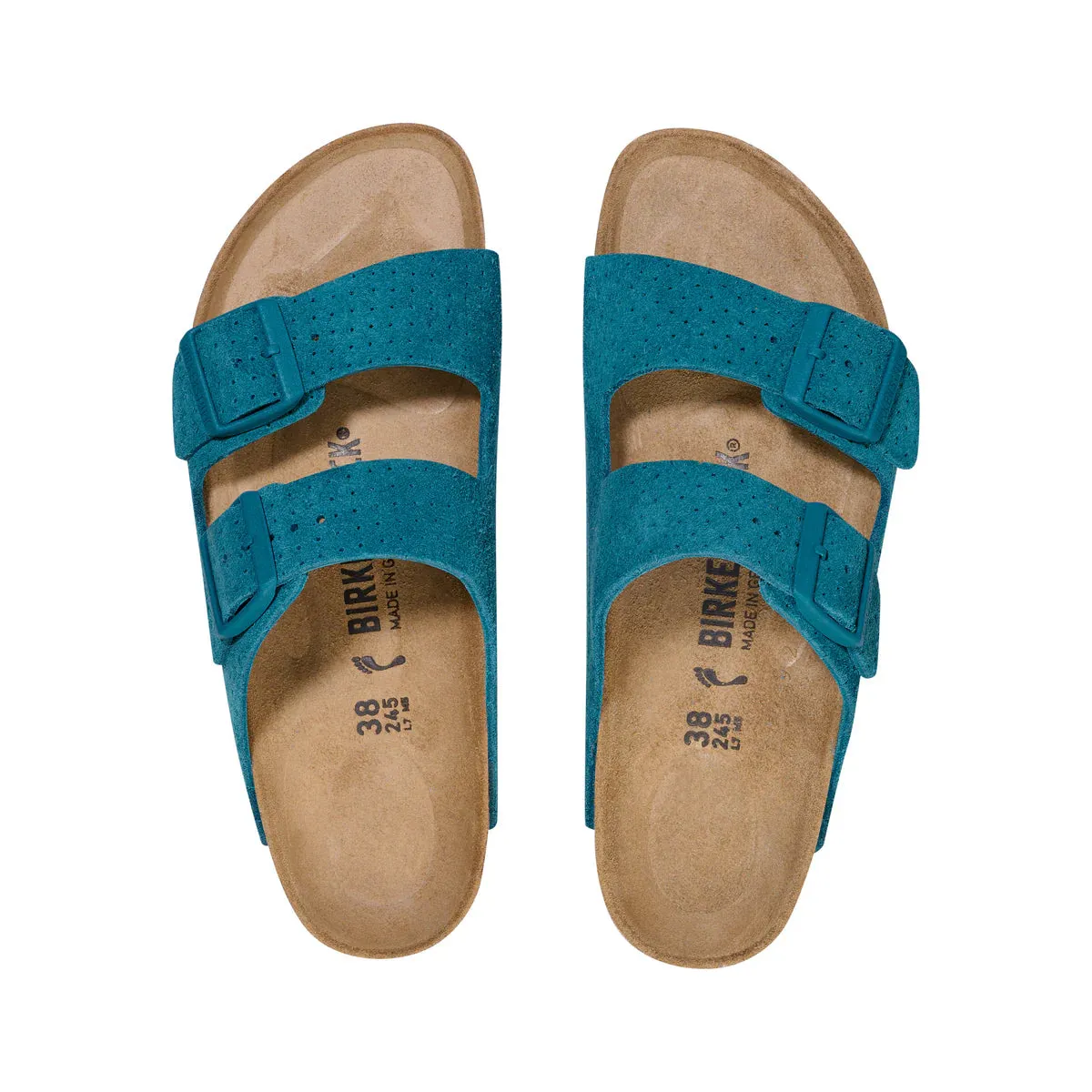 Birkenstock Turquoise Embossed Suede Leather