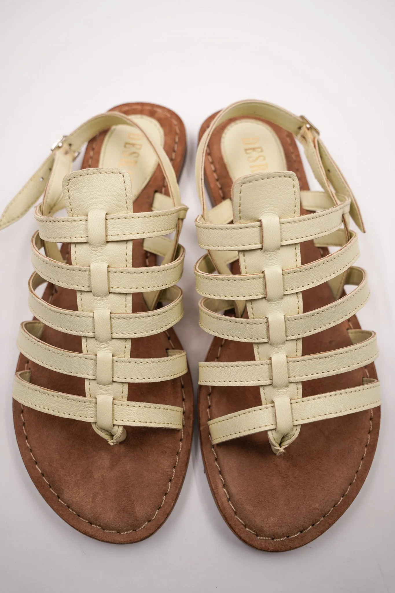 Cream Multi Strap Sandals