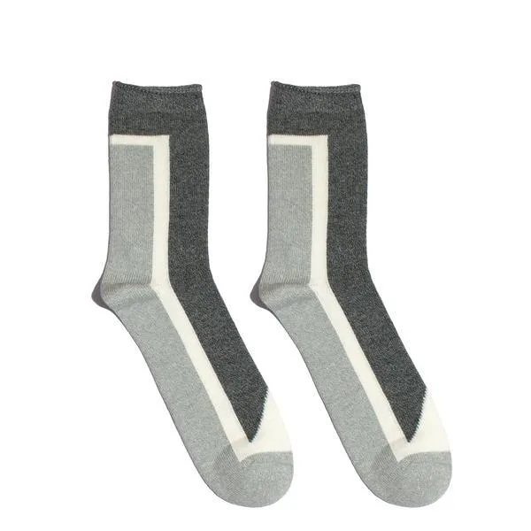 High Ankle Seven Socks (Grey   White)