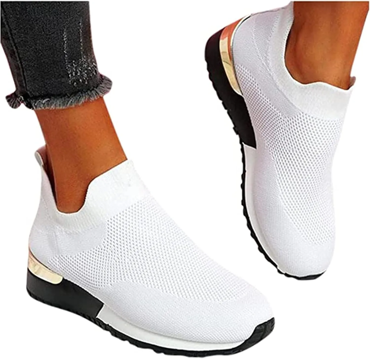 Lausiuoe Sneakers For Women Walking Shoes Slip On Comfort Light Weight Mesh Tennis Shoes Casual Sneakers for Gym Work