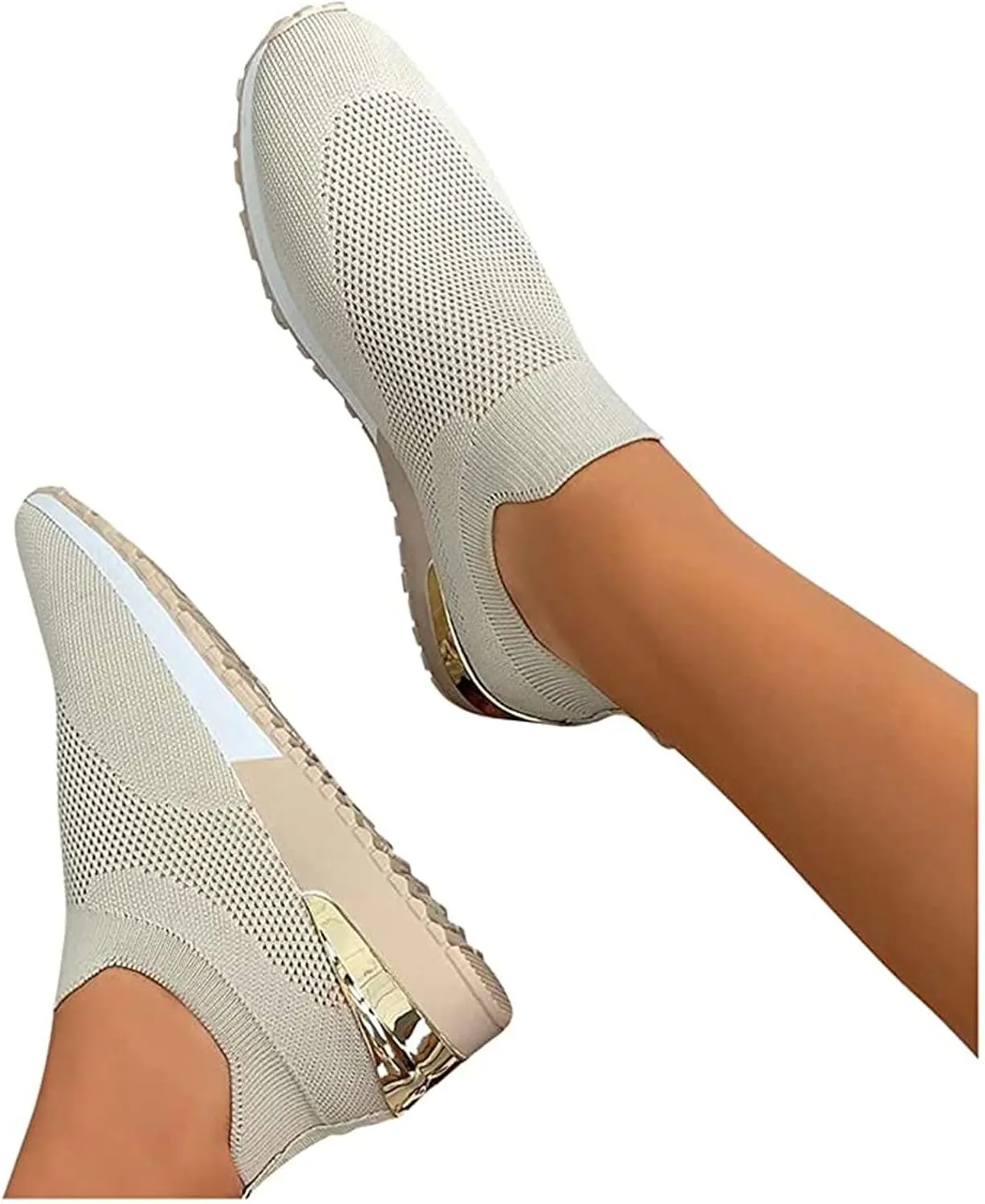 Lausiuoe Sneakers For Women Walking Shoes Slip On Comfort Light Weight Mesh Tennis Shoes Casual Sneakers for Gym Work