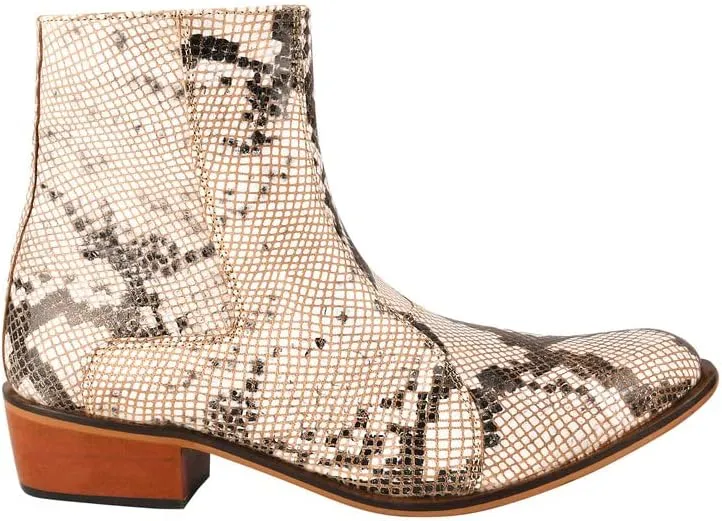 LIBERTYZENO Mens Plain & Snake Print Leather Adults High Ankle Retro Dress Boots for Prom Graduation