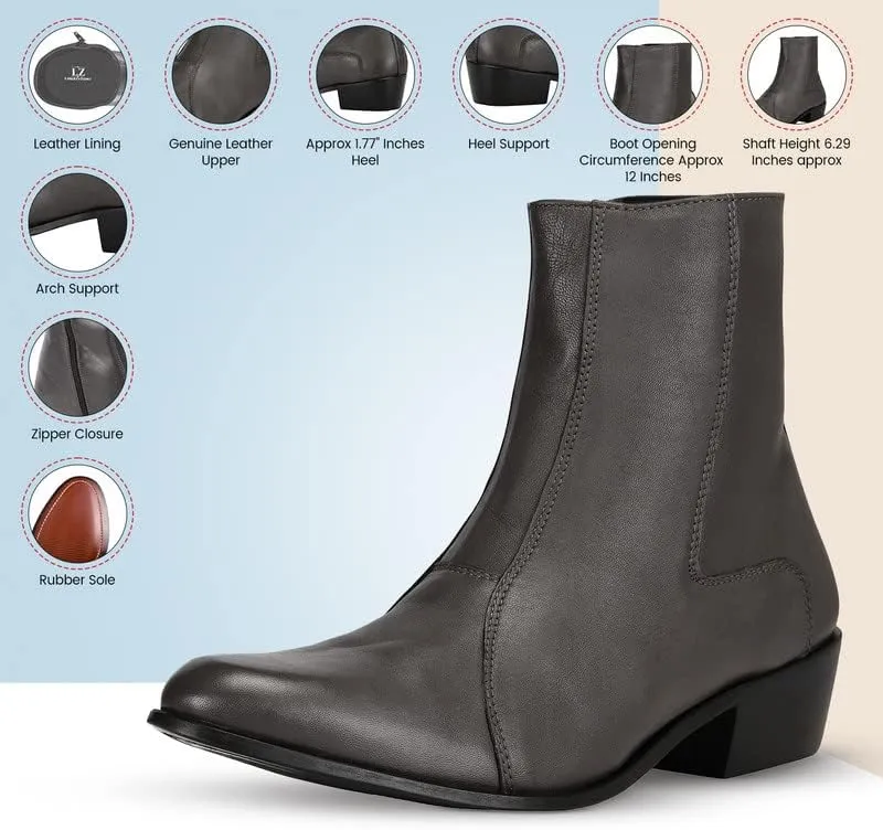 LIBERTYZENO Mens Plain & Snake Print Leather Adults High Ankle Retro Dress Boots for Prom Graduation