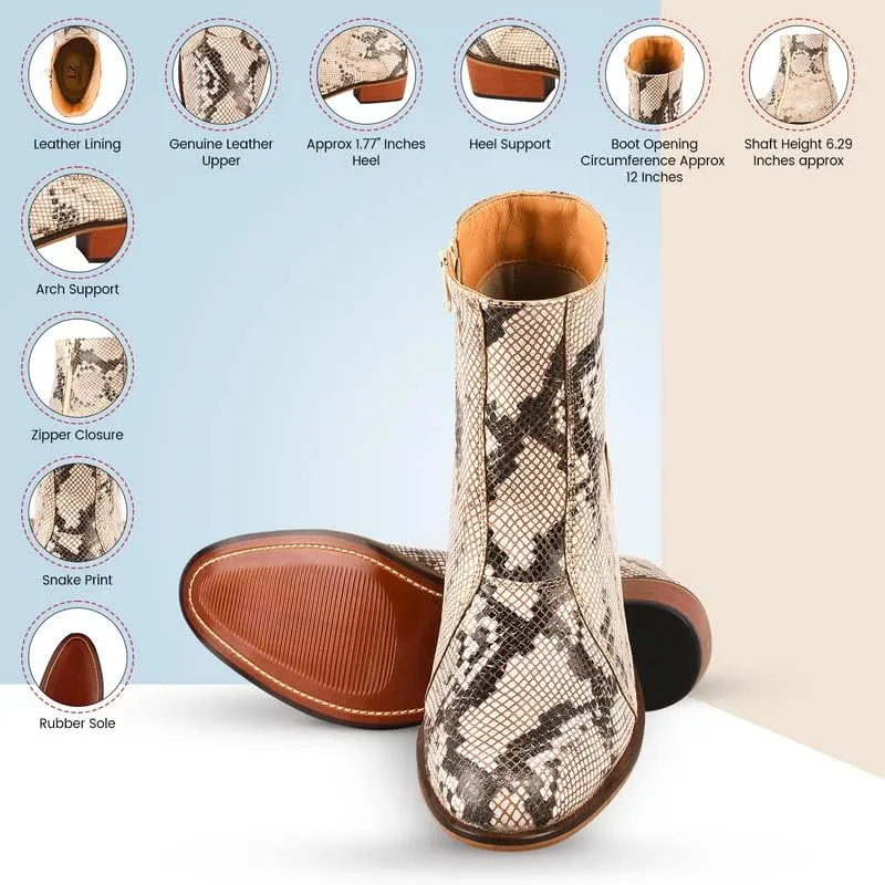 LIBERTYZENO Mens Plain & Snake Print Leather Adults High Ankle Retro Dress Boots for Prom Graduation