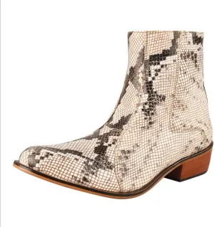 LIBERTYZENO Mens Plain & Snake Print Leather Adults High Ankle Retro Dress Boots for Prom Graduation