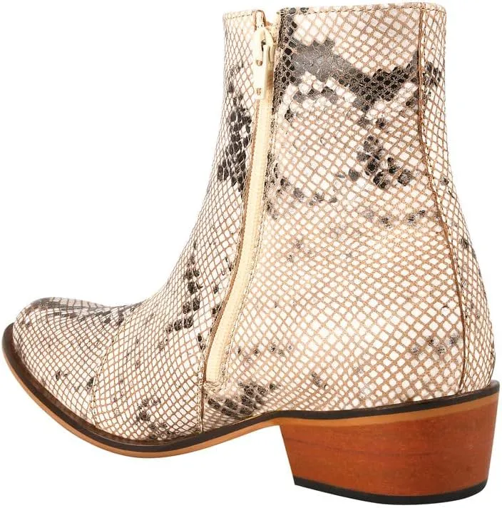 LIBERTYZENO Mens Plain & Snake Print Leather Adults High Ankle Retro Dress Boots for Prom Graduation
