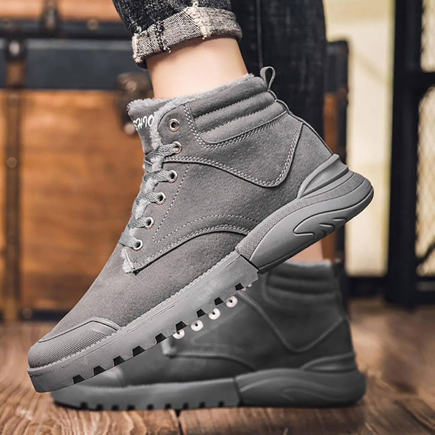Men Work Boots Non Steel Toe Hiking Sneakers Warm Ankle Womens Safety Toe Shoes Wide Width Platform Sneakers Lightweight Safety Hike Grounded Footwear
