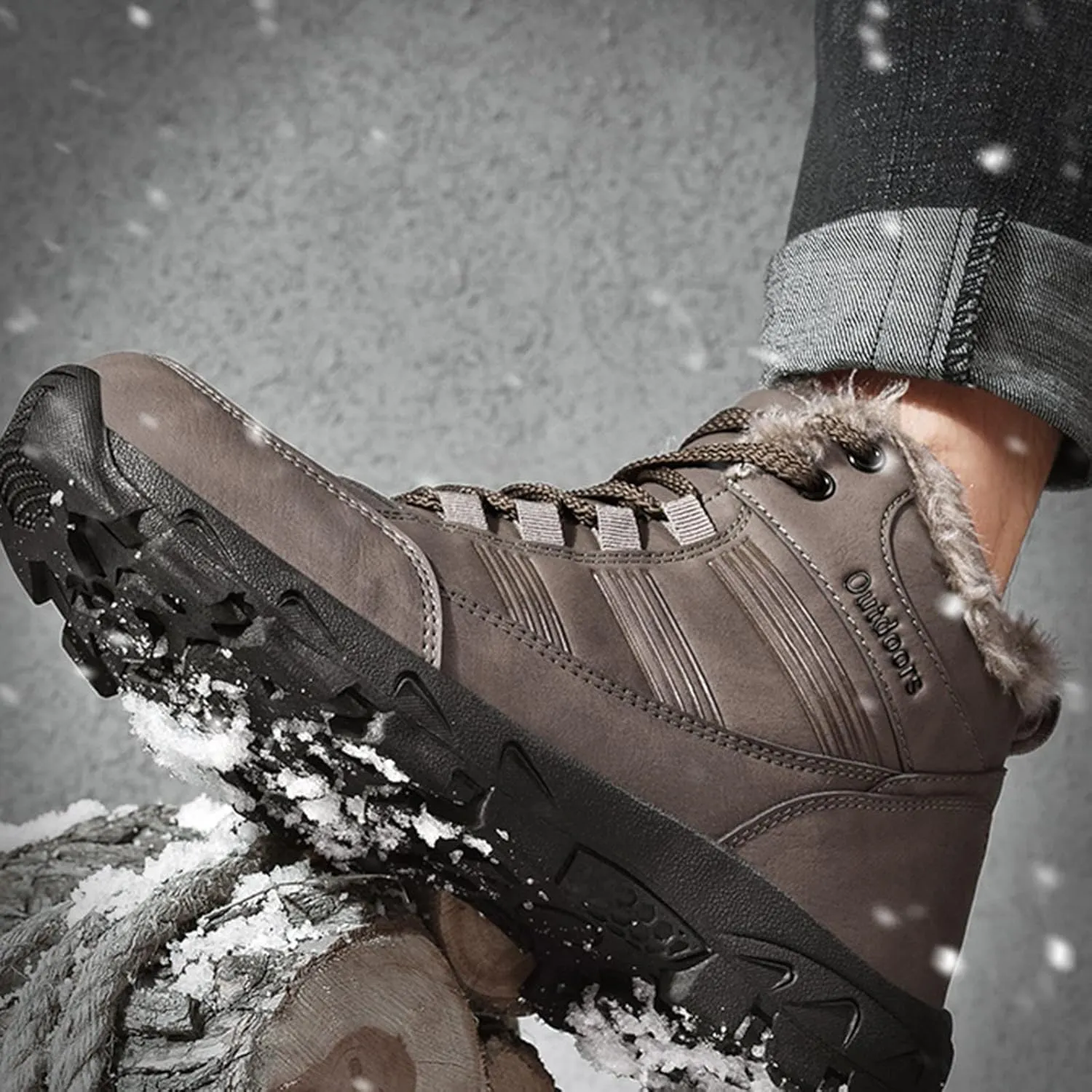 Men Work Boots Soft Toe Hiking Sneakers Warm Fur Lined Womens Safety Toe Shoes Slip On Waterproof Outdoor Shoes Lightweight Hike Grounded Footwear