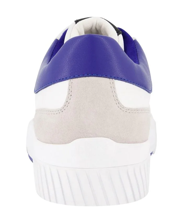 Men's Low Top Two Tone Lace Up Sneakers with DKNY Signature Sole, White