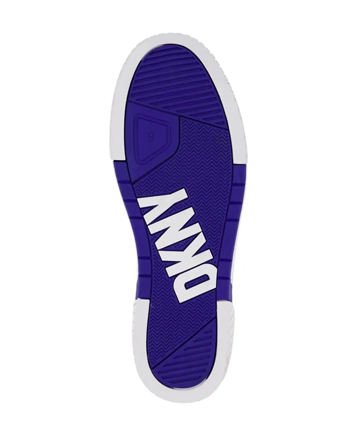 Men's Low Top Two Tone Lace Up Sneakers with DKNY Signature Sole, White