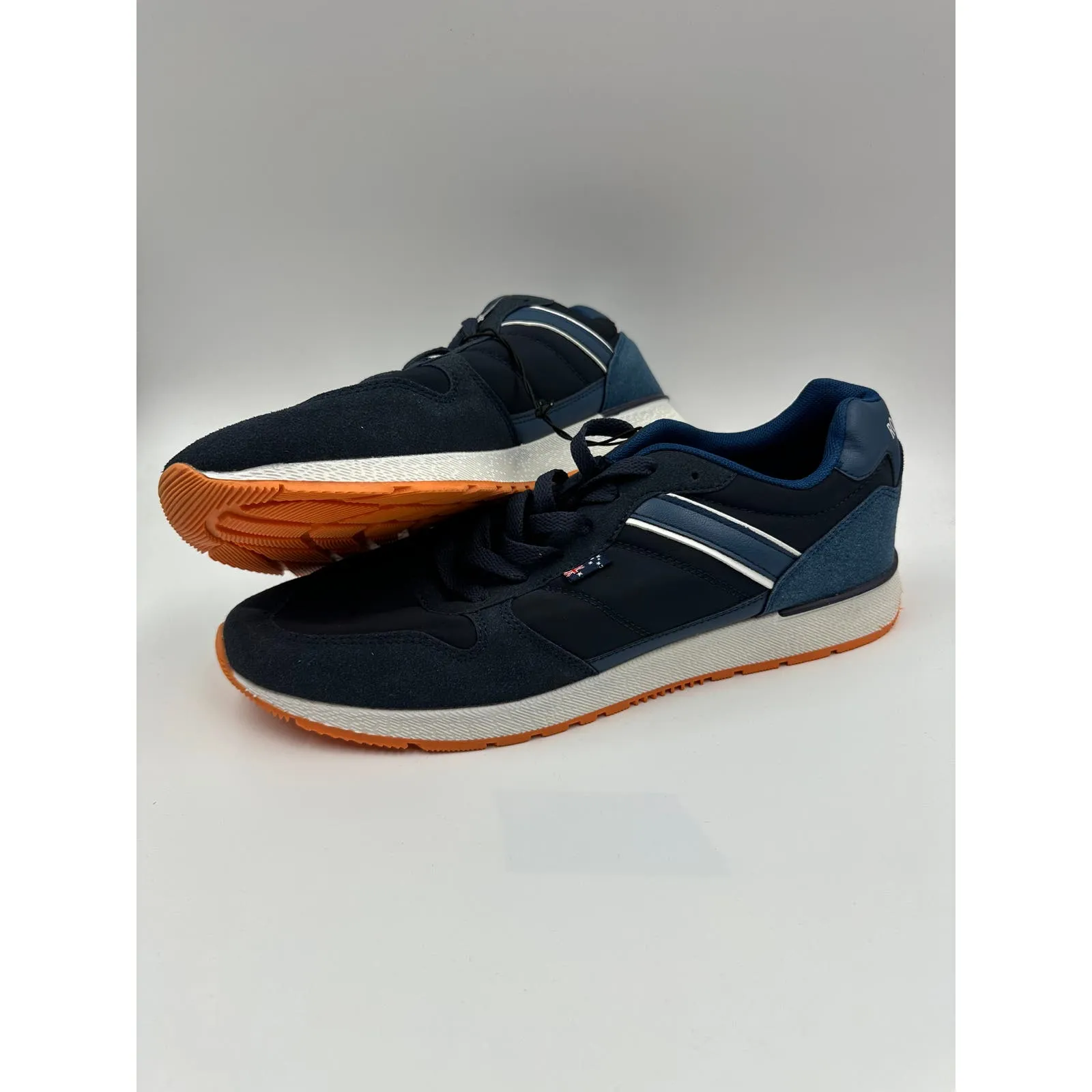 Men's Size 10, Retro Blue Upper Sole with White Sole and Orange Tread