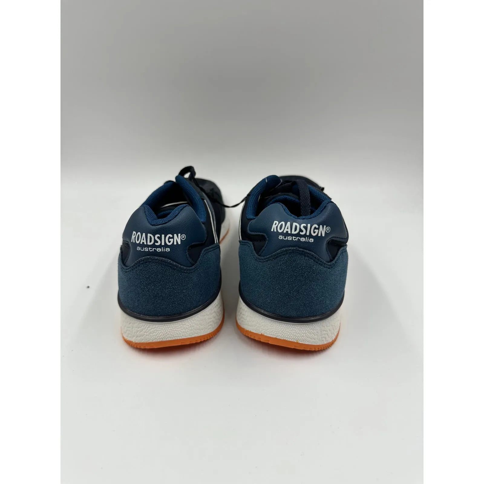Men's Size 10, Retro Blue Upper Sole with White Sole and Orange Tread