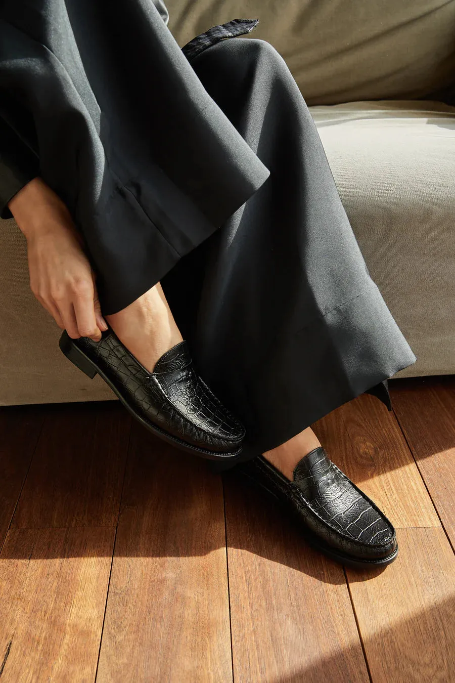 Penny Loafer - Black Croc