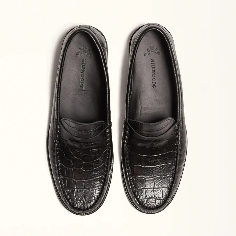 Penny Loafer - Black Croc