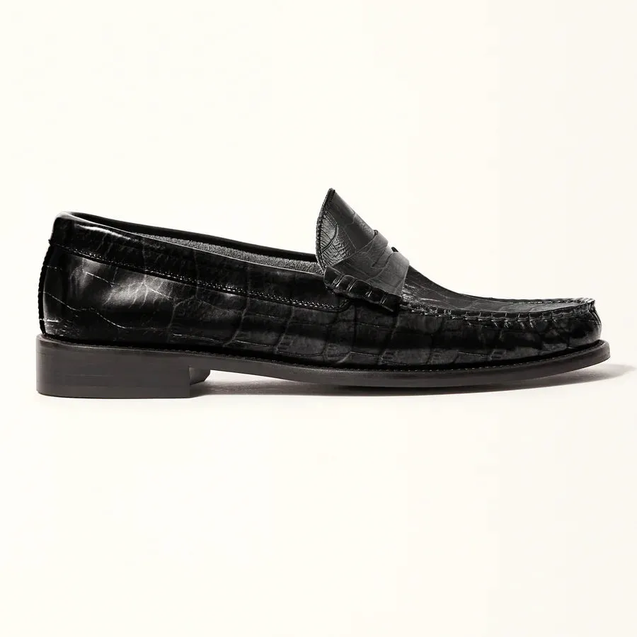 Penny Loafer - Black Croc