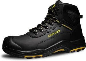 Steel Toe Boots for Men, Mens Work Boots Steel Toe 100% Nubuck Leather Construction Safety Boots
