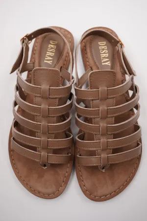 Taupe Multi Strap Sandals
