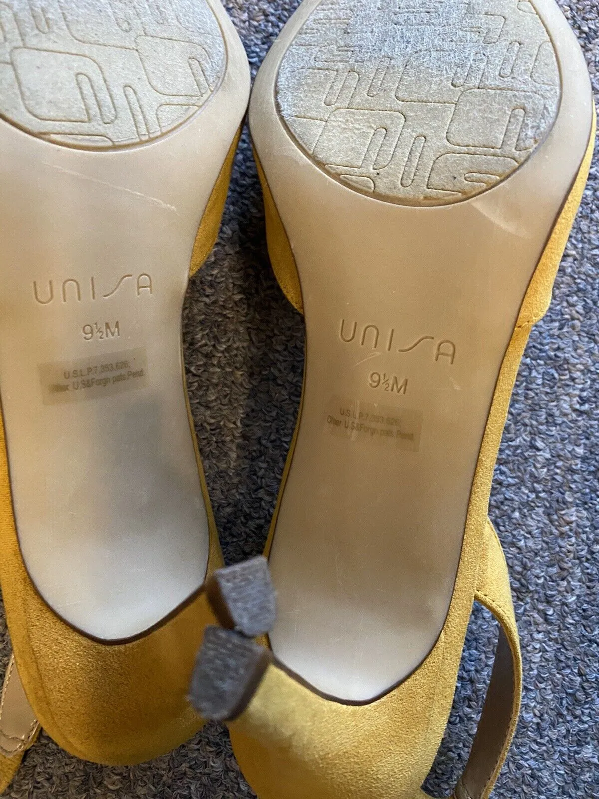Unisa Women's Yellow Suede Slingback Heel Sandals Size 9.5