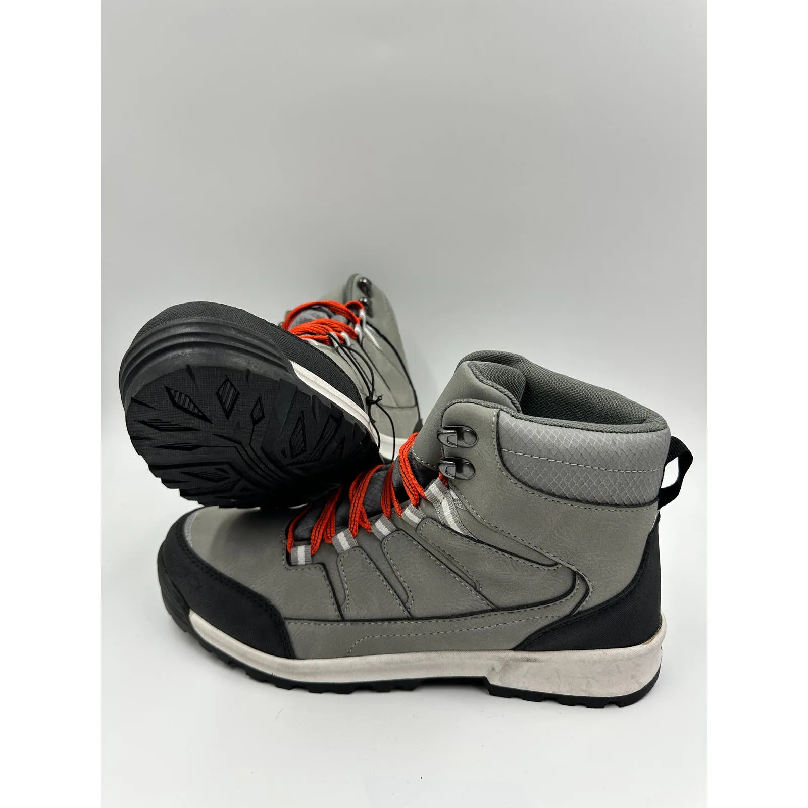 Women's Size 8, Light Gray Low Top Hikers w/ Orange Laces, Rugged Rubber Toe Cap
